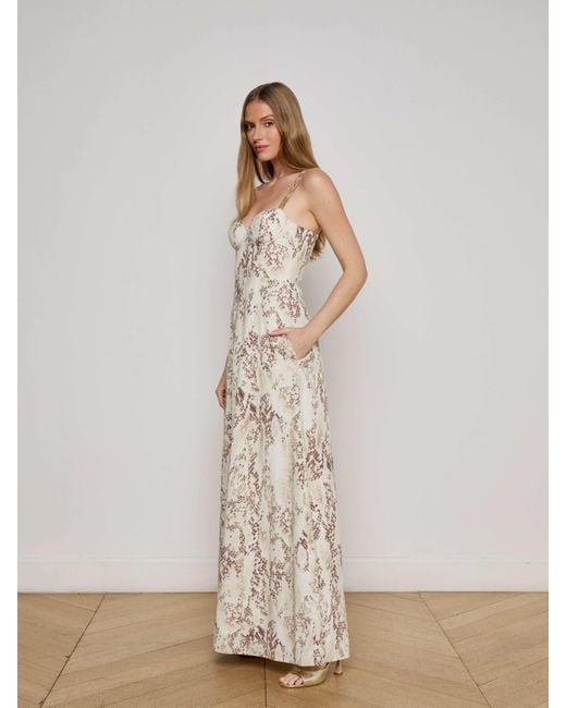 L'Agence Natural Sutton Beaded Strap Maxi Dress