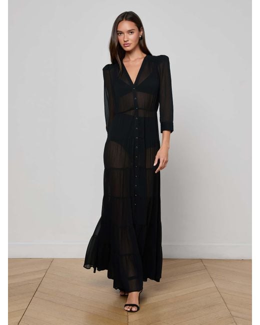 Robe Maxi À Plusieurs Niveaux En Noir L'Agence en coloris Black