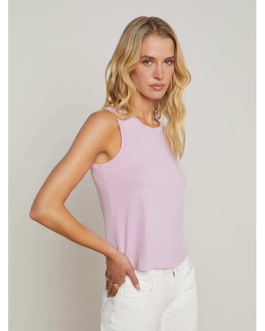 L'Agence Purple Mikaela Cotton Tank Top