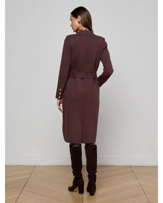 Manteau En Maille Isabel, Marron Foncé/Doré L'Agence en coloris Brown