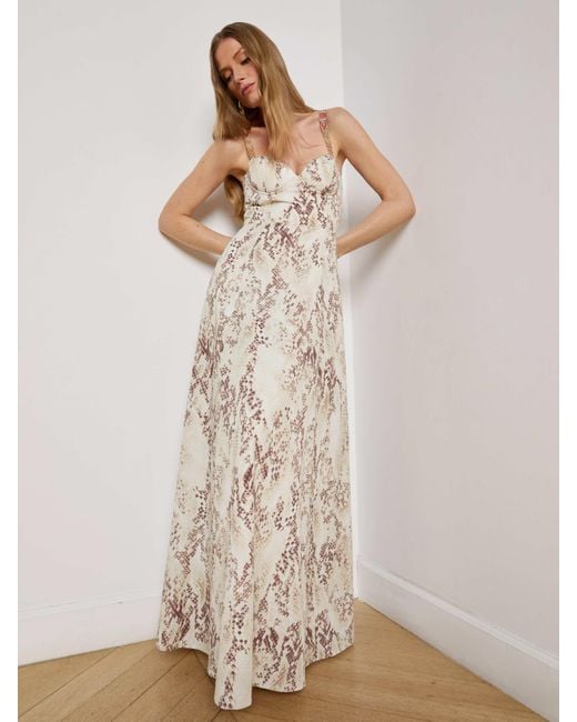 L'Agence Natural Sutton Beaded Strap Maxi Dress