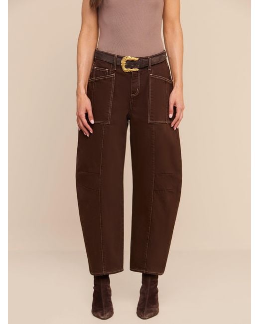L'Agence Brown Cody Cropped Barrel-Leg Jean