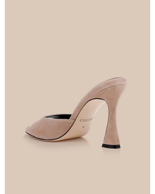 L'Agence White Avery Suede Open-Toe Mule