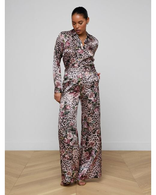 L'Agence White Pilar Silk Wide-Leg Pants