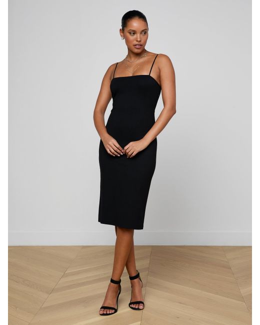 L'Agence Eira Midi Dress in Black | Lyst