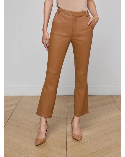 L'Agence Brown Ketra Leather Bootcut Trouser