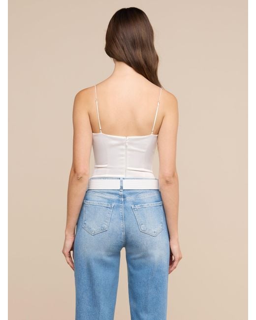 L'Agence White Dara Stretch Satin Bodysuit