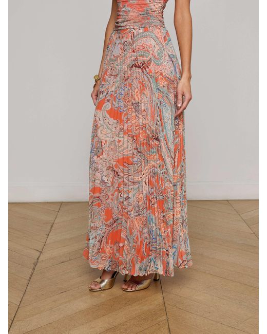 L'Agence Multicolor Torin Pleated Maxi Skirt