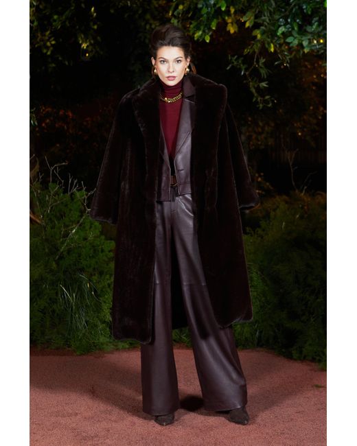 L'Agence Multicolor Luxe Vegan Fur Oversized Coat