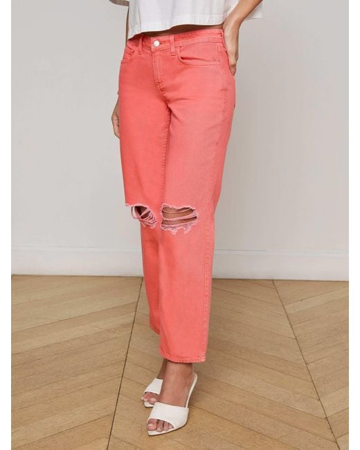 L'Agence Red Nevia Slouchy Straight-Leg Jean