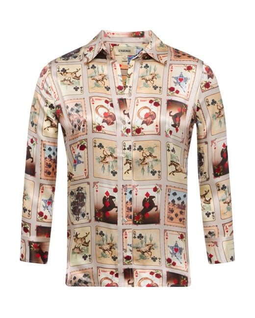 Chemisier En Soie Dani, À Imprimé Cartes À Jouer Style Western L'Agence en coloris Natural