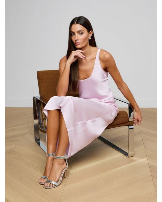 Robe Longue En Satin Akiya, Lilas Glacé L'Agence en coloris White