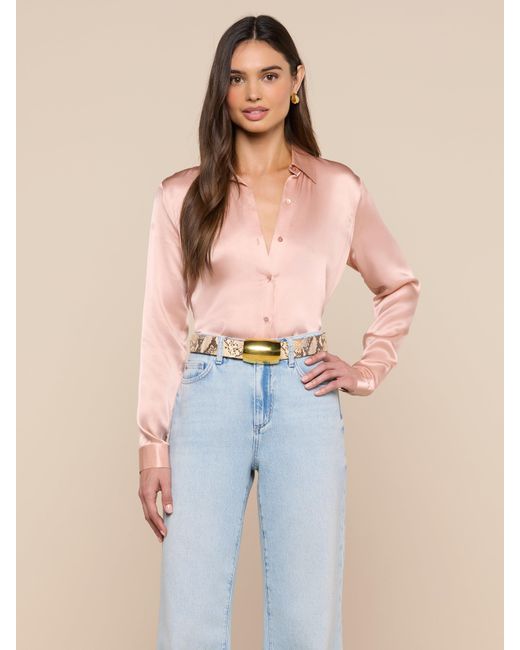 L'Agence Blue Tyler Silk Blouse Top