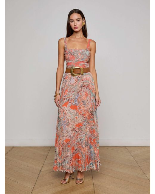 L'Agence Multicolor Torin Pleated Maxi Skirt