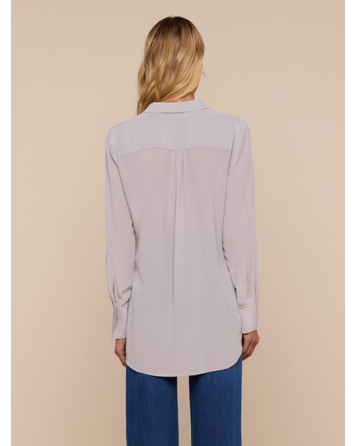 L'Agence Blue Babette Silk Blouse Top