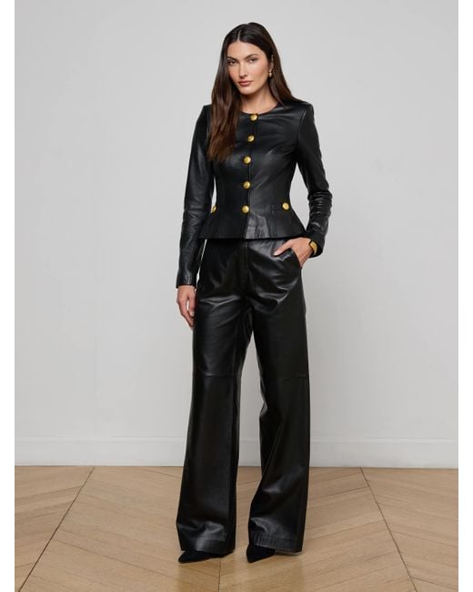 L'Agence Black Mariella Leather Jacket