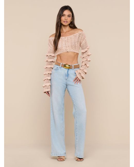 L'Agence Blue Fey Crocheted Top