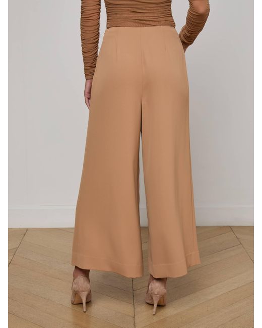 L'Agence Brown Novalynn Cropped Pleated Pants