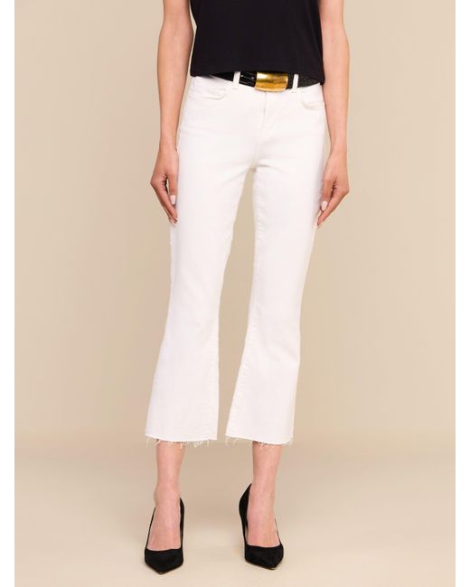 L'Agence White Kendra Cropped Flare Jean