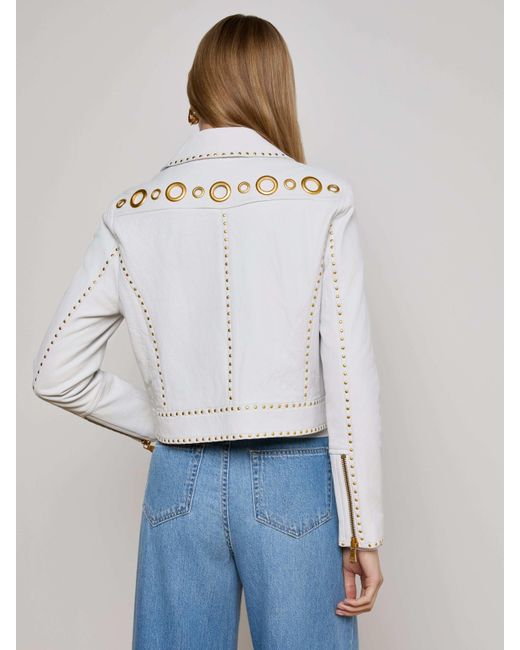 L'Agence White Aelin Studded Leather Jacket