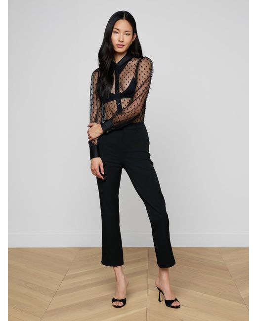 L'Agence Black Sophie Long-Sleeved Blouse Top