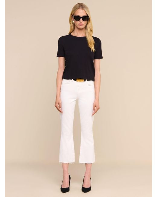 L'Agence White Kendra Cropped Flare Jean