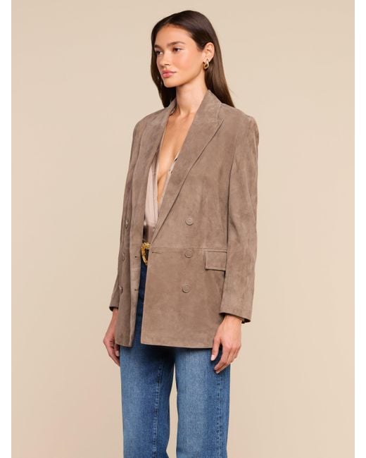 L'Agence Brown Aimee Oversized Suede Blazer