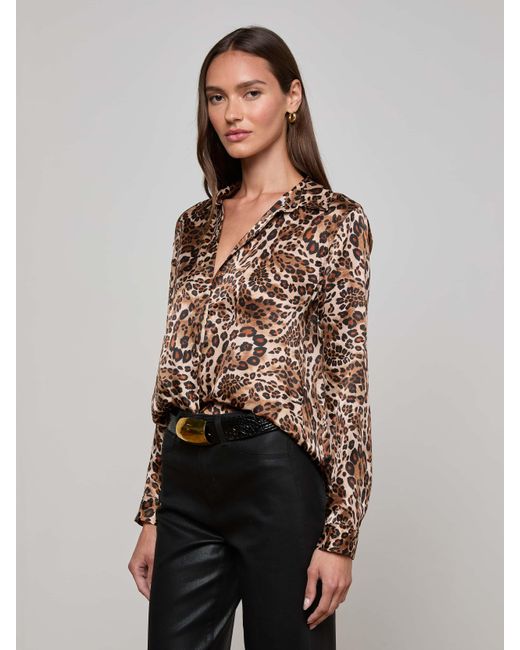 L'Agence Gray 'Agence Tyler Silk Blouse Top