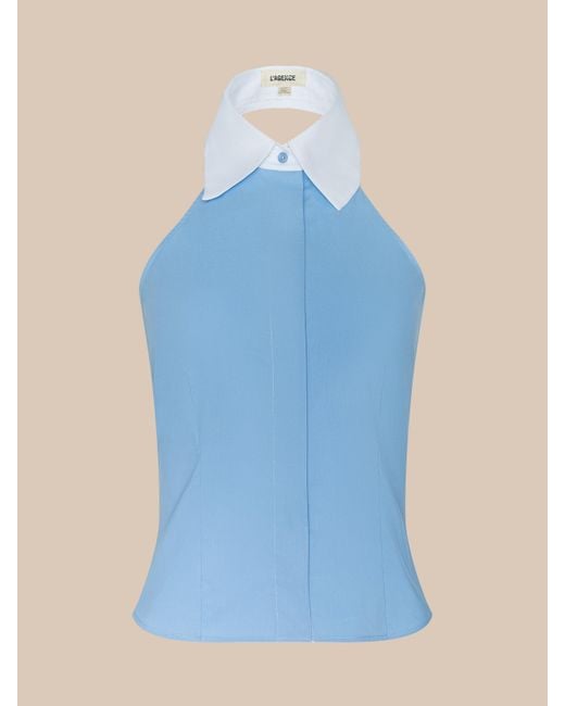 L'Agence Blue 'Agence Rina Poplin Halter Top
