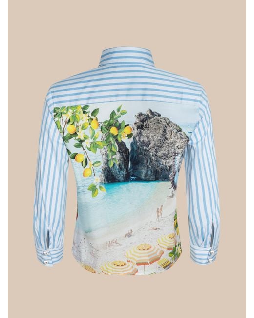 L'Agence Blue Fawn Beach Print Shirt
