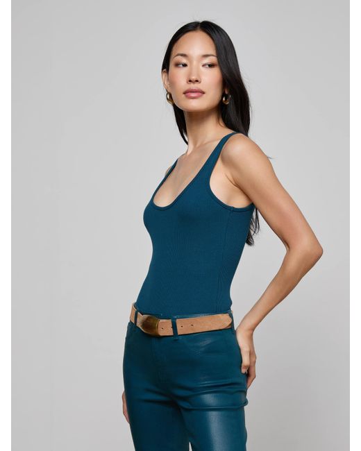 L'Agence Blue Nica Scoopneck Bodysuit