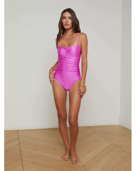 L'Agence Women's Pink 'Agence Aubrey Ruched One-Piece Swimsuit