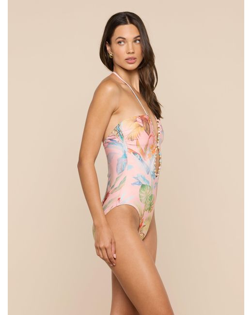L'Agence Natural Opus Halter One-Piece Swimsuit