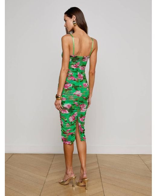 L'Agence Green Caprice Midi Dress