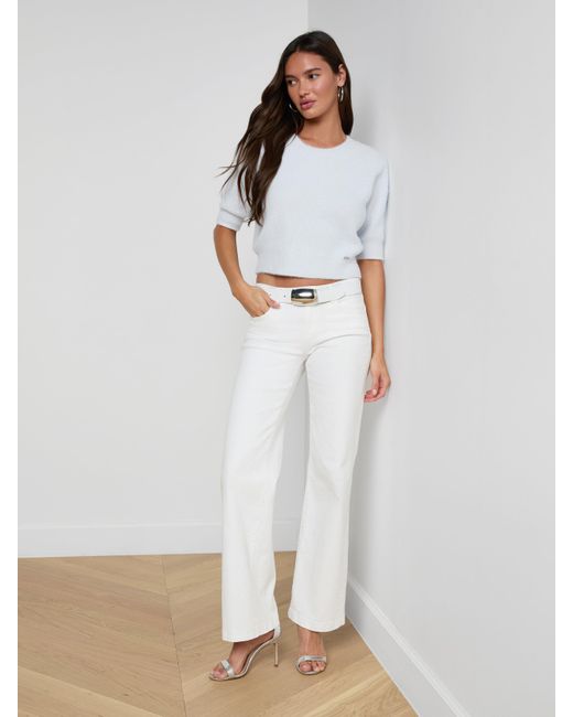 L'Agence White Guinevere Cropped Pullover