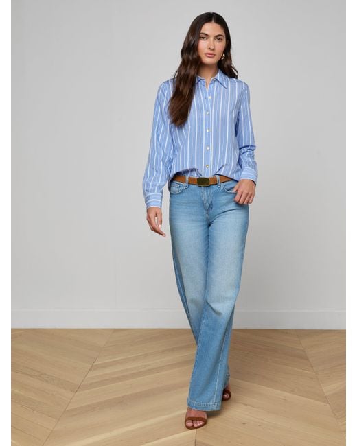 L'Agence Blue Ellery Poplin Shirt