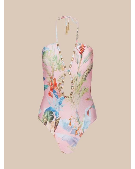 L'Agence Natural Opus Halter One-Piece Swimsuit