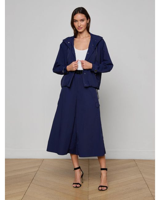 L'Agence Blue Geovana Hooded Windbreaker