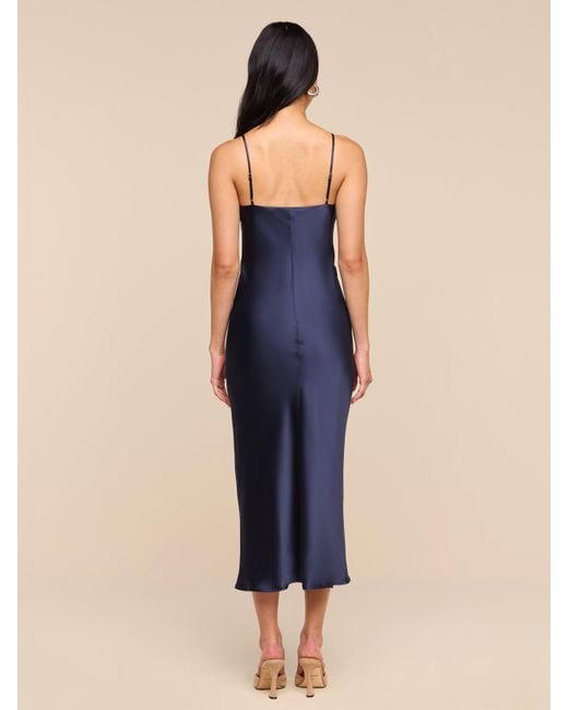 L'Agence Blue Seridie Silk Slip Dress