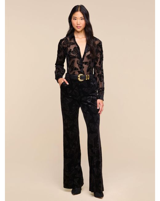 L'Agence Blue Laurent Velvet Blouse Top