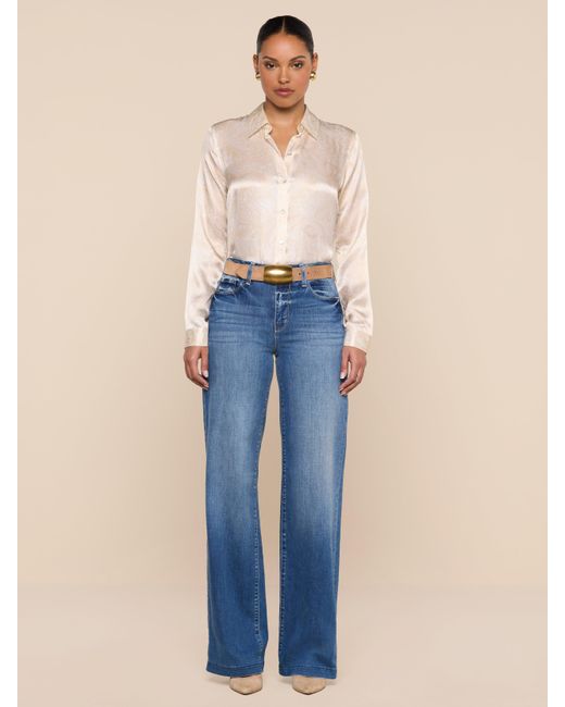 L'Agence Blue Tyler Silk Blouse Top