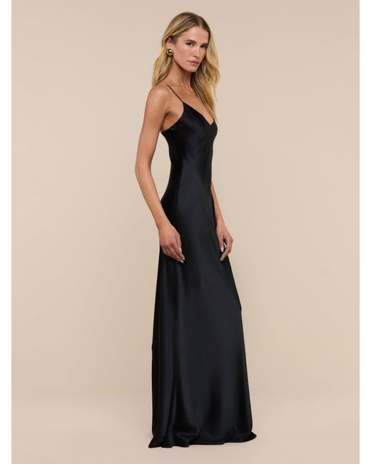 L'Agence Black Serita Silk Slip Dress