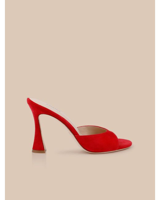 L'Agence Red Avery Suede Open-Toe Mule