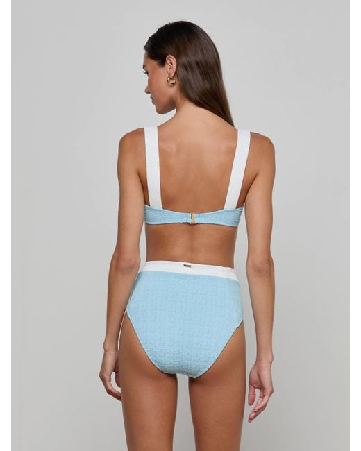 Bas De Bikini Taille Haute Vanessa, Bleu Poudré/Blanc L'Agence en coloris Multicolor