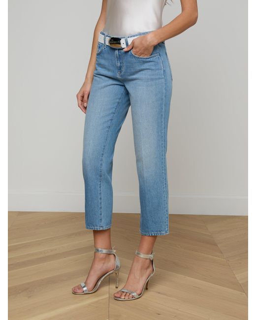 L'Agence Blue Thalina Cropped Stovepipe Jean