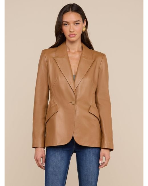 L'Agence Brown Chamberlain Leather Blazer