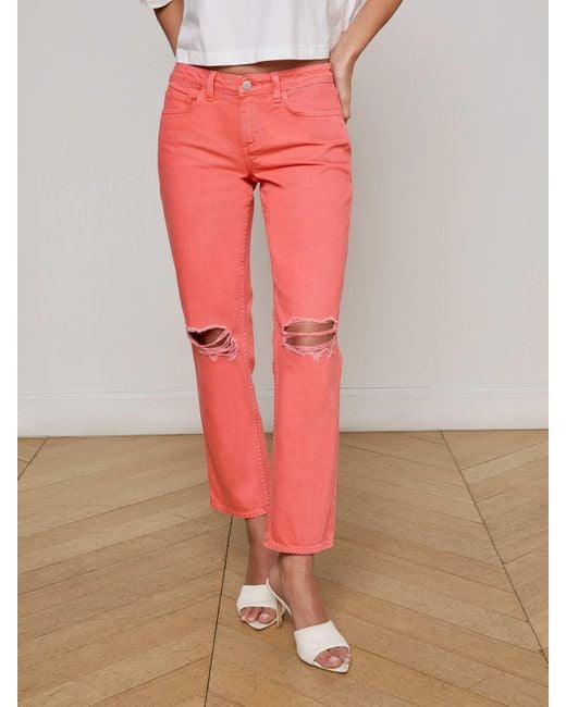 L'Agence Red Nevia Slouchy Straight-Leg Jean