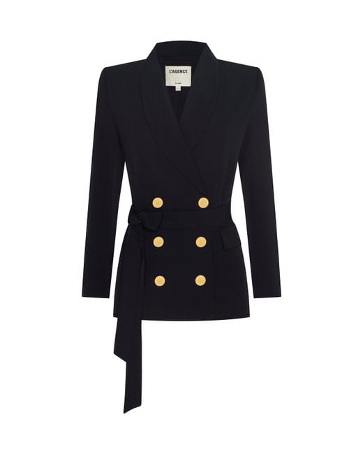 L'Agence Black Aven Wrap Blazer