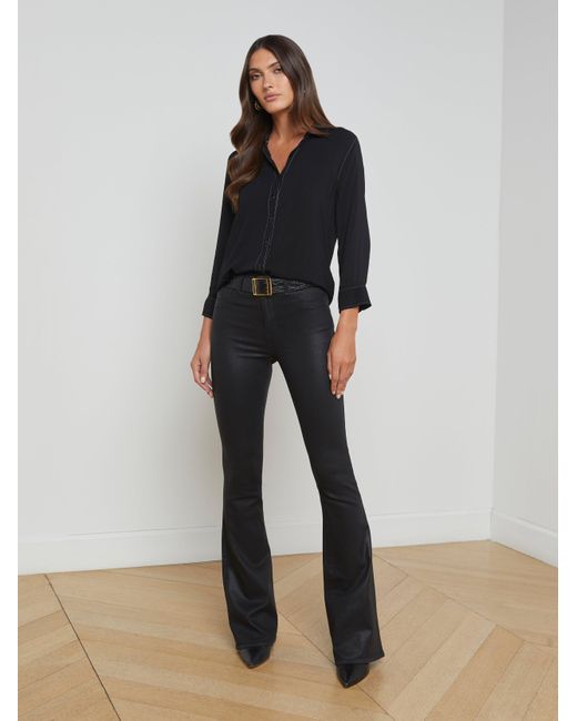 L'Agence Black Marlene Blouse Top