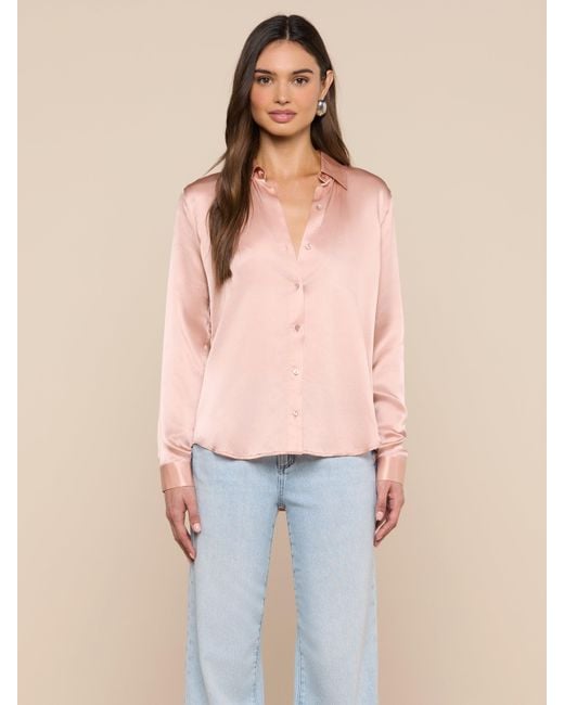 L'Agence Blue Tyler Silk Blouse Top